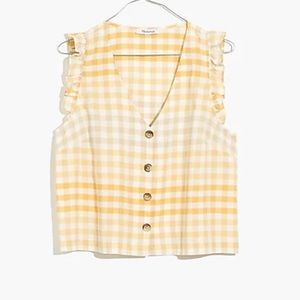 Madewell Ruffle Trim Gingham Sleeveless Blouse Size 2